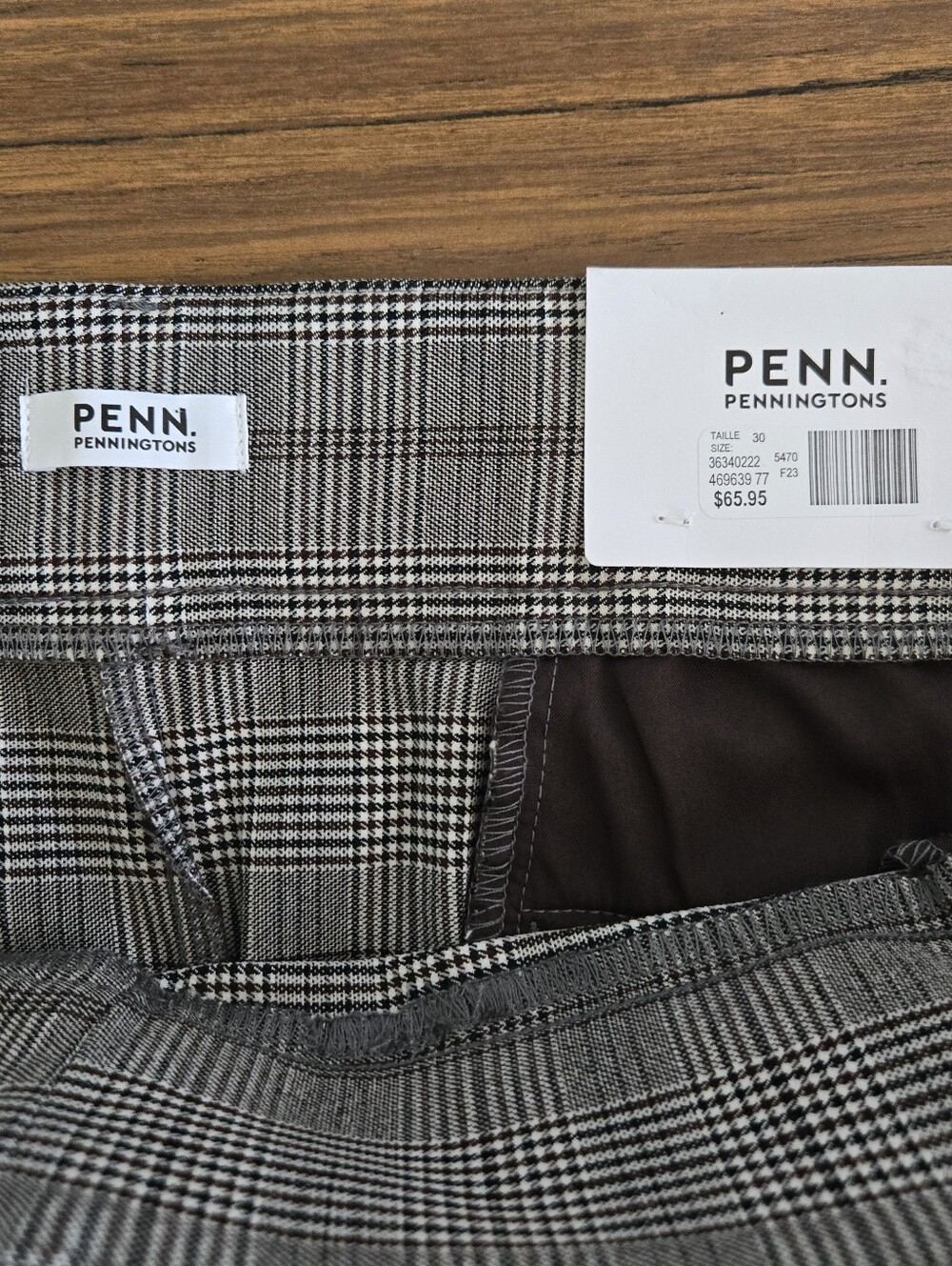 Women 30P/3X Plaid Dress Pants in Gray White, Brown Comfort Stretch Zip Profesh - Picture 3 of 13